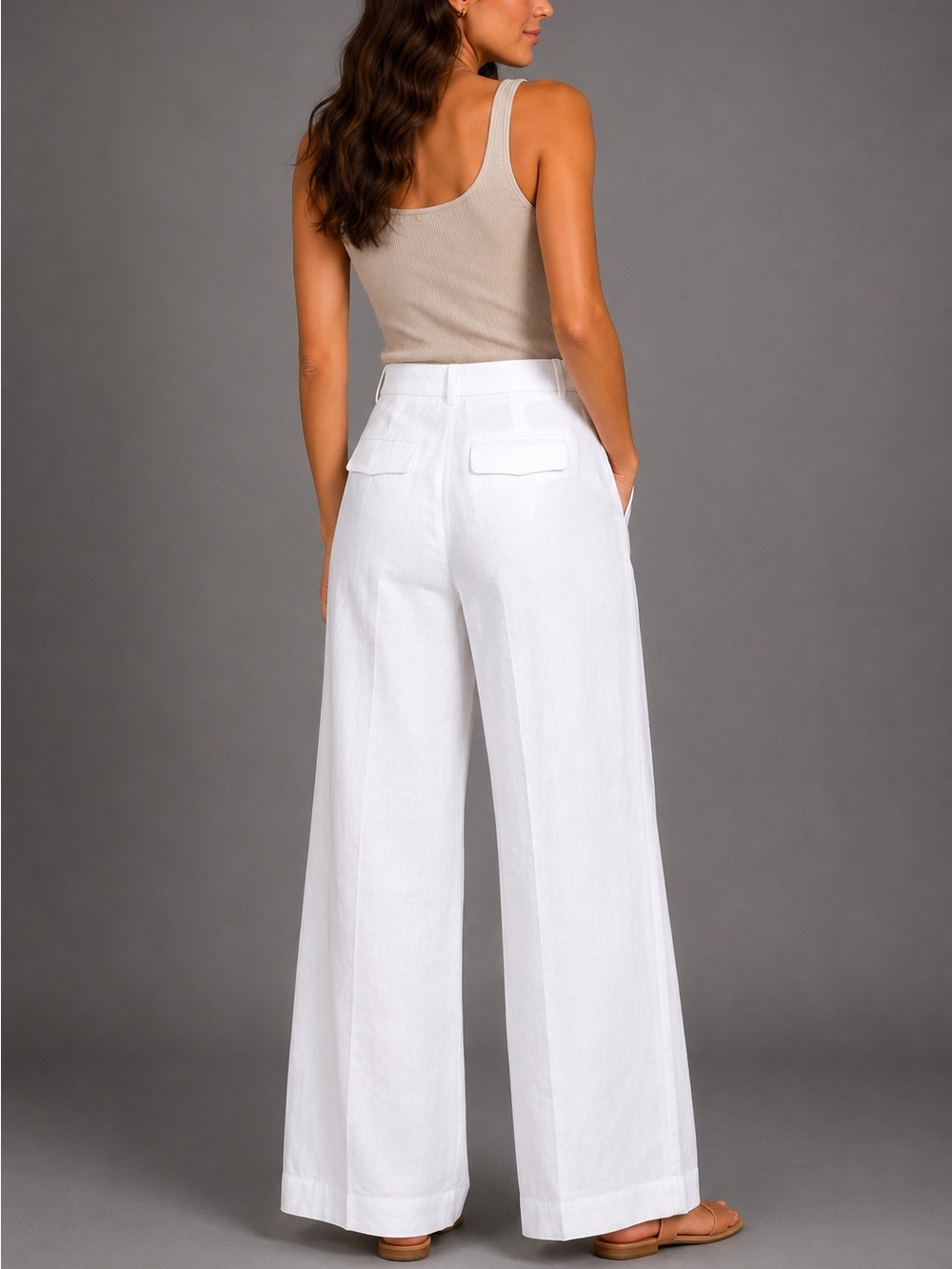 J. Crew Essential Wide Leg Linen Pants White Size 6 High Rise Summer Resort - Picture 2 of 16